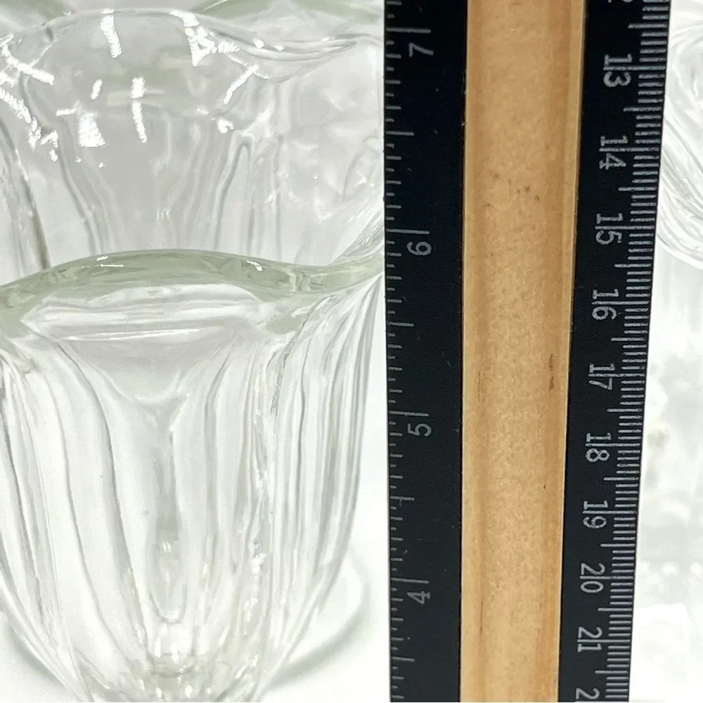 Four Vintage Clear‎ Pressed Glass Tall Footed Sundae Parfait Glasses Set of 4